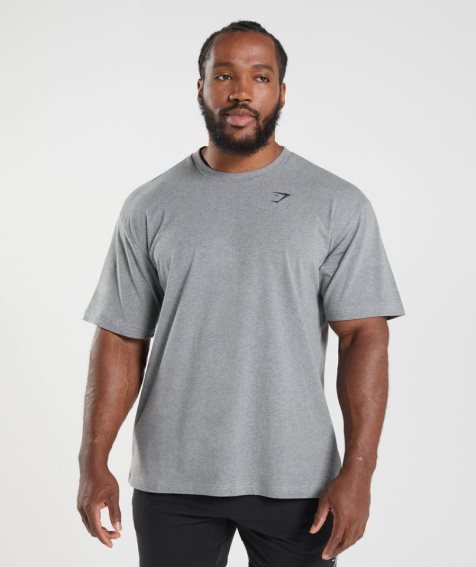 Men's Gymshark Essential Oversized T-Shirts Grey | CA 631N5D